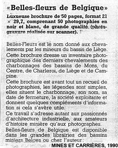 Note de lecture, lBelles fleurs de Belgique - Mines et Carrières 1990