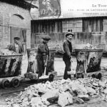 Mine de Peyrebrune, chargement du minerai vers 1910, carte postale ancienne