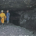 Buxières les Mines (Allier), mine de l'Aumance, front de taille après le tir. ©PCG 1990